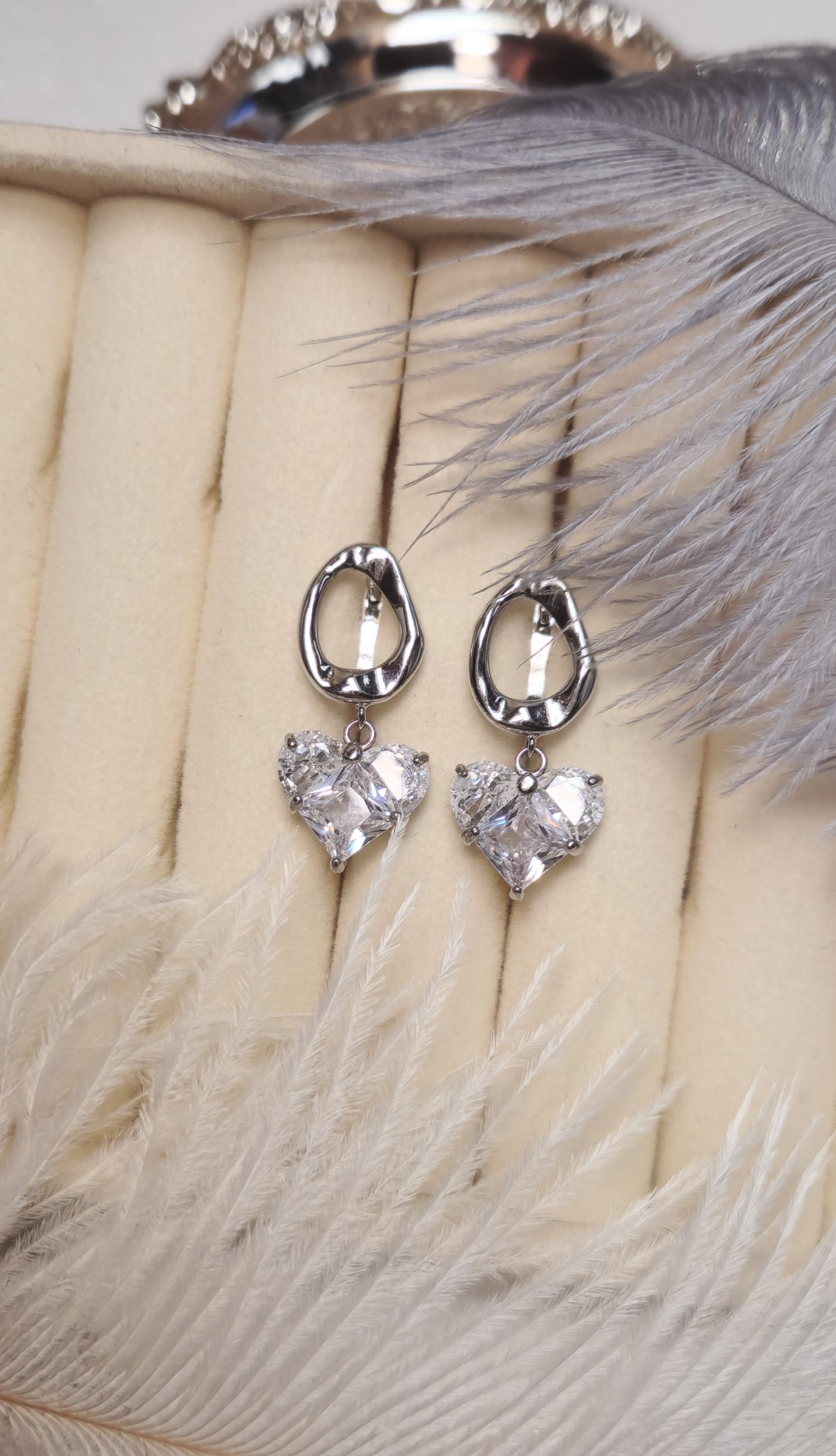 Krystallhjerte - hvit sølv