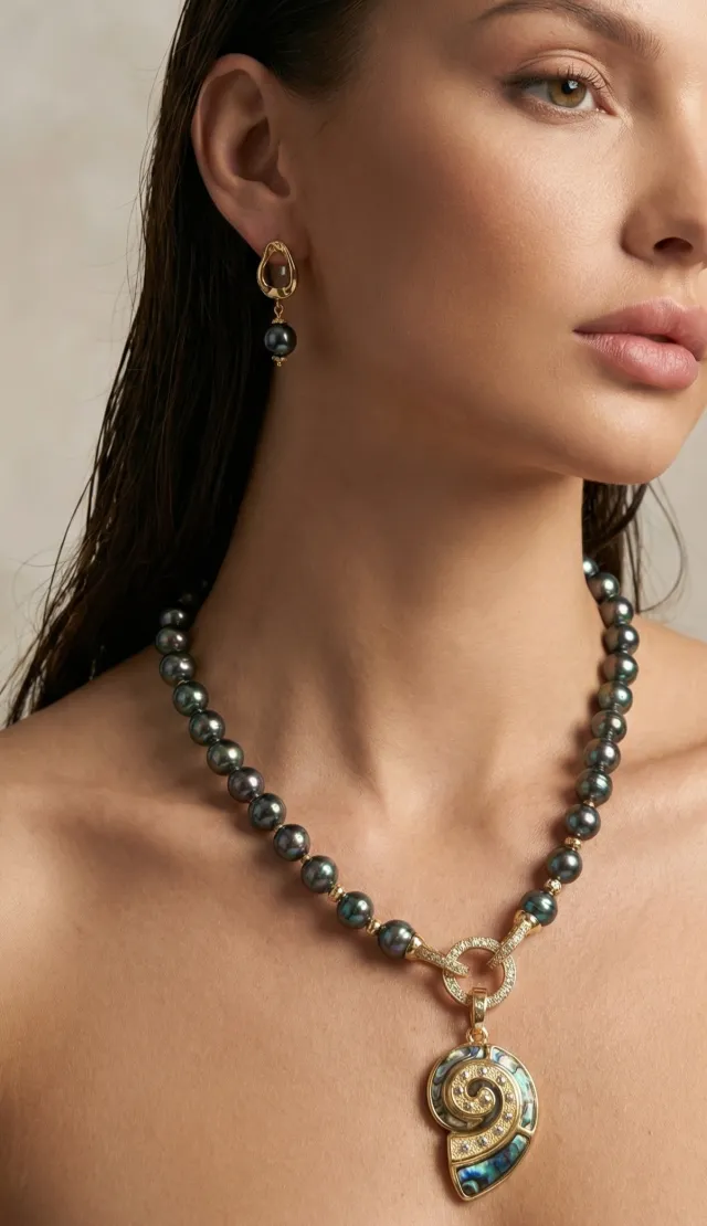 Black pearl - smykkesett